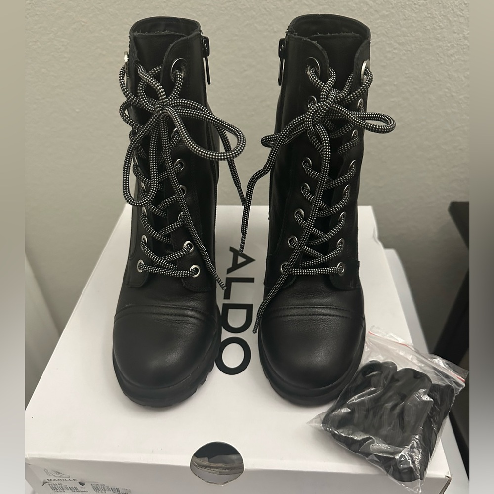 Aldo Marielle black combat boot heels
